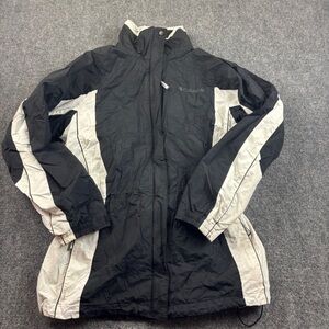 COLUMBIA Women’s Black/White Interchange Ski Jacket w/Fleece coat 2in1 Large